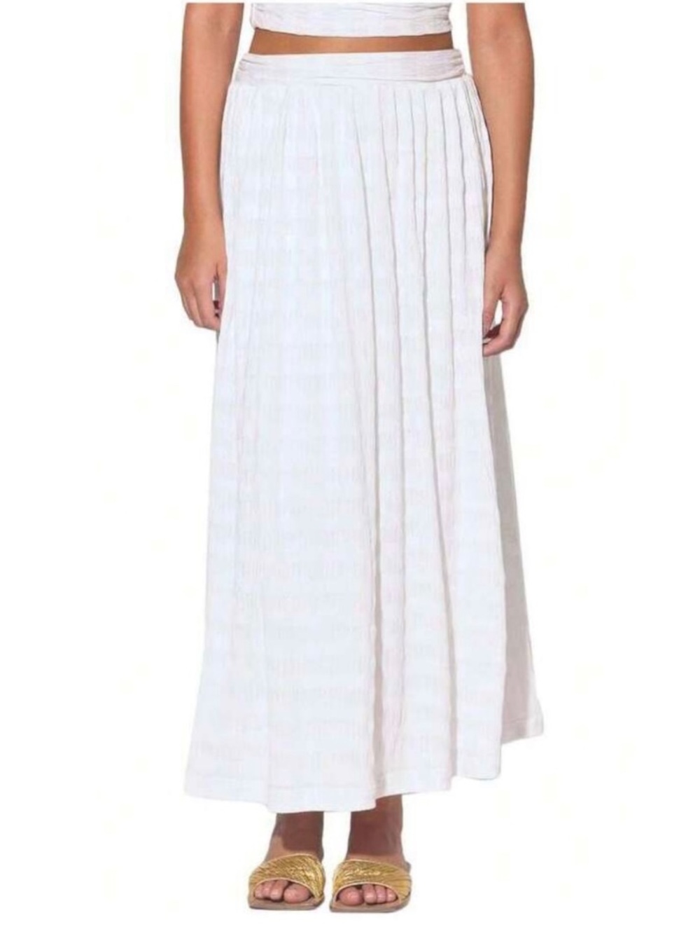 Walter Baker Crinkled Ivory Boho Midi Skirt